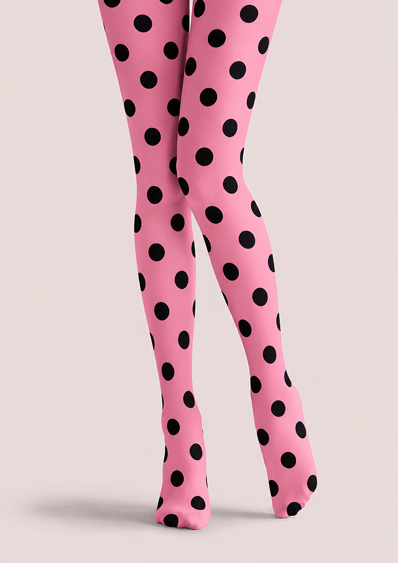 Y2K Pink Polka Dot Pattern Tights Hosiery Pantyhose D69-8