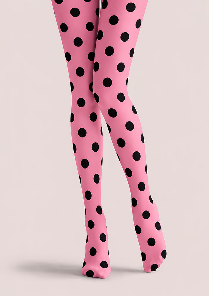 Y2K Pink Polka Dot Pattern Tights Hosiery Pantyhose D69-8