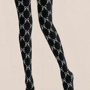 Black White Bow Print Tights Hosiery Pantyhose Z68-4