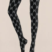 Black White Bow Print Tights Hosiery Pantyhose Z68-4
