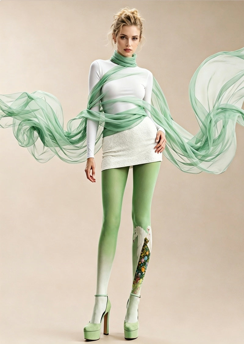 Fantasy Floral Horse Print Tights Pantyhose Z68-5