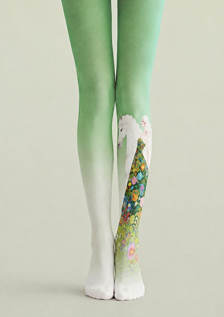 Fantasy Floral Horse Print Tights Pantyhose Z68-5