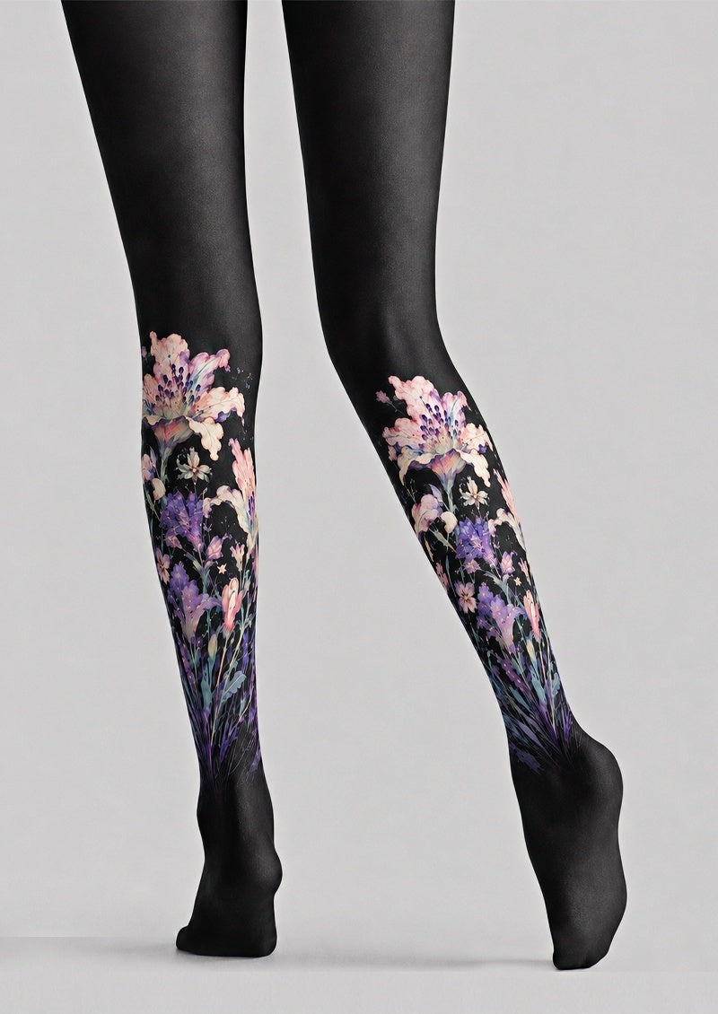 Dark Floral Print Tights Hosiery Pantyhose Z68-6