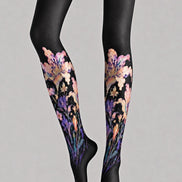 Dark Floral Print Tights Hosiery Pantyhose Z68-6