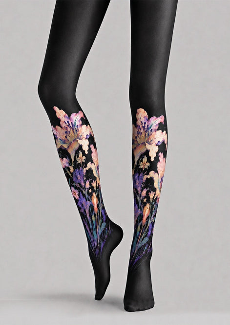 Dark Floral Print Tights Hosiery Pantyhose Z68-6