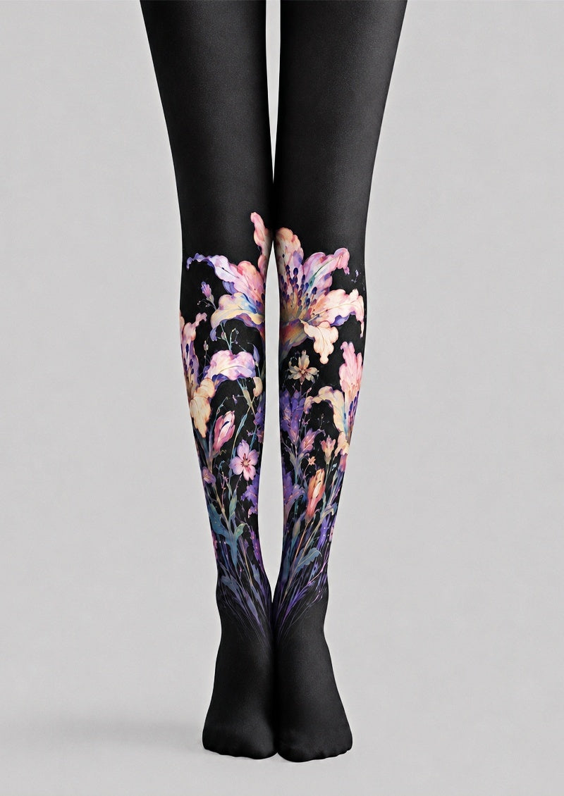 Dark Floral Print Tights Hosiery Pantyhose Z68-6
