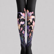 Dark Floral Print Tights Hosiery Pantyhose Z68-6