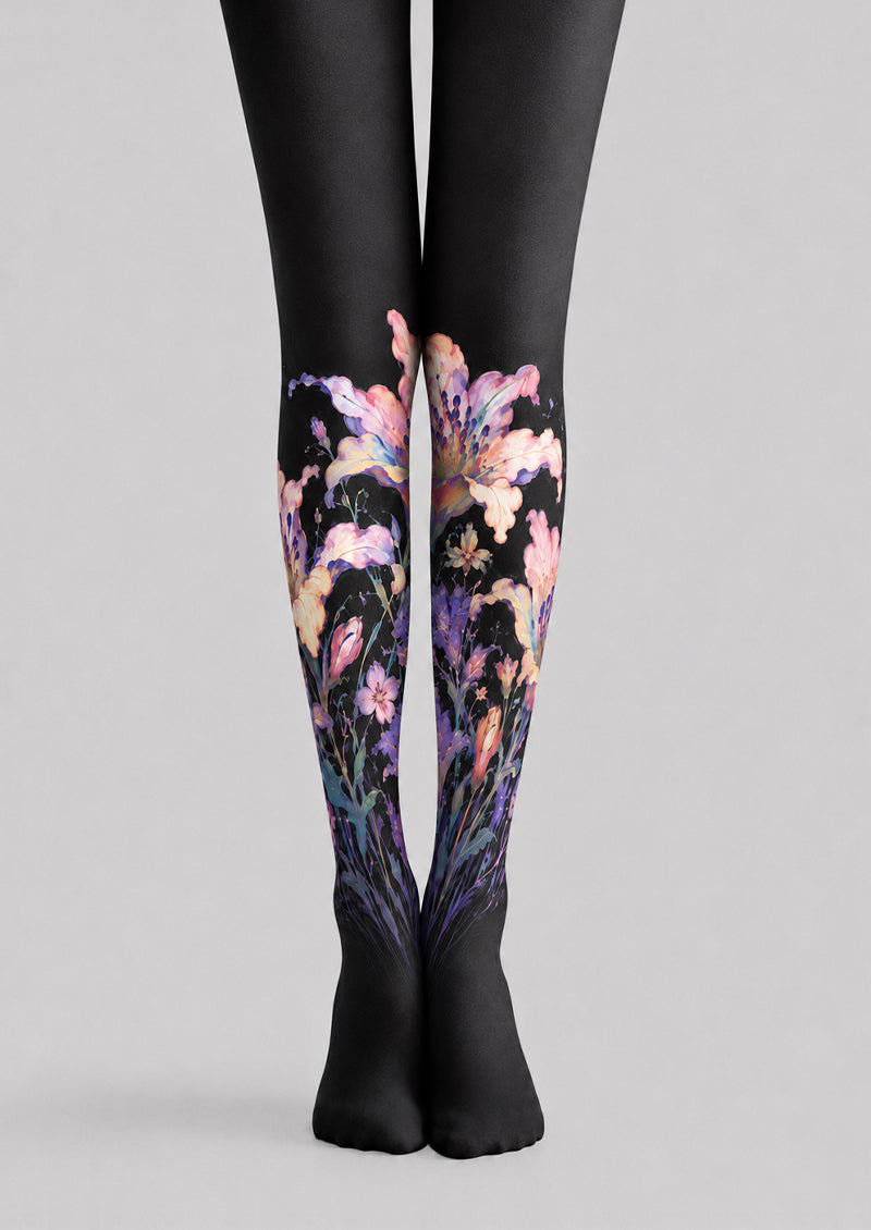 Dark Floral Print Tights Hosiery Pantyhose Z68-6