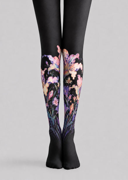 Dark Floral Print Tights Hosiery Pantyhose Z68-6