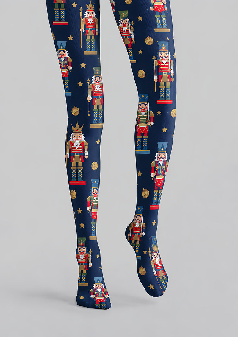 Navy Nutcracker Soldier Print Tights Pantyhose H610-10