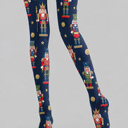 Navy Nutcracker Soldier Print Tights Pantyhose H610-10