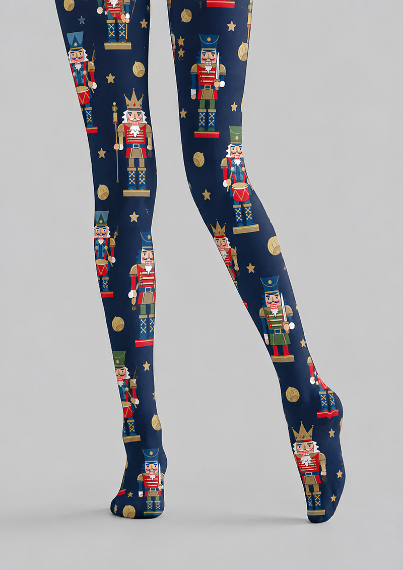 Navy Nutcracker Soldier Print Tights Pantyhose H610-10