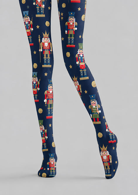 Navy Nutcracker Soldier Print Tights Pantyhose H610-10