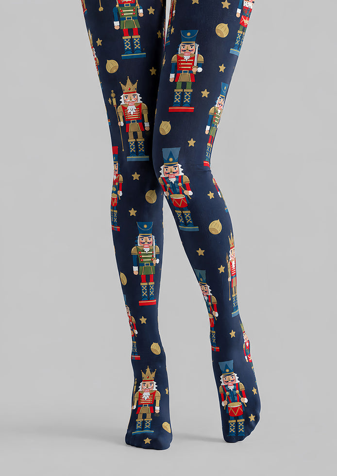 Navy Nutcracker Soldier Print Tights Pantyhose H610-10