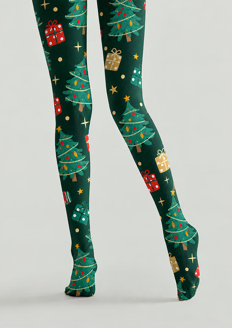 Christmas Tree Gift Box Print Tights Pantyhose H610-11