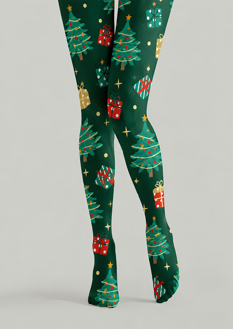 Christmas Tree Gift Box Print Tights Pantyhose H610-11