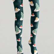 Christmas Tree Cloud Graphic Print Tights Pantyhose H610-12