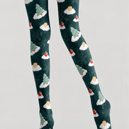 Christmas Tree Cloud Graphic Print Tights Pantyhose H610-12