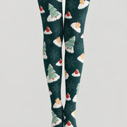 Christmas Tree Cloud Graphic Print Tights Pantyhose H610-12