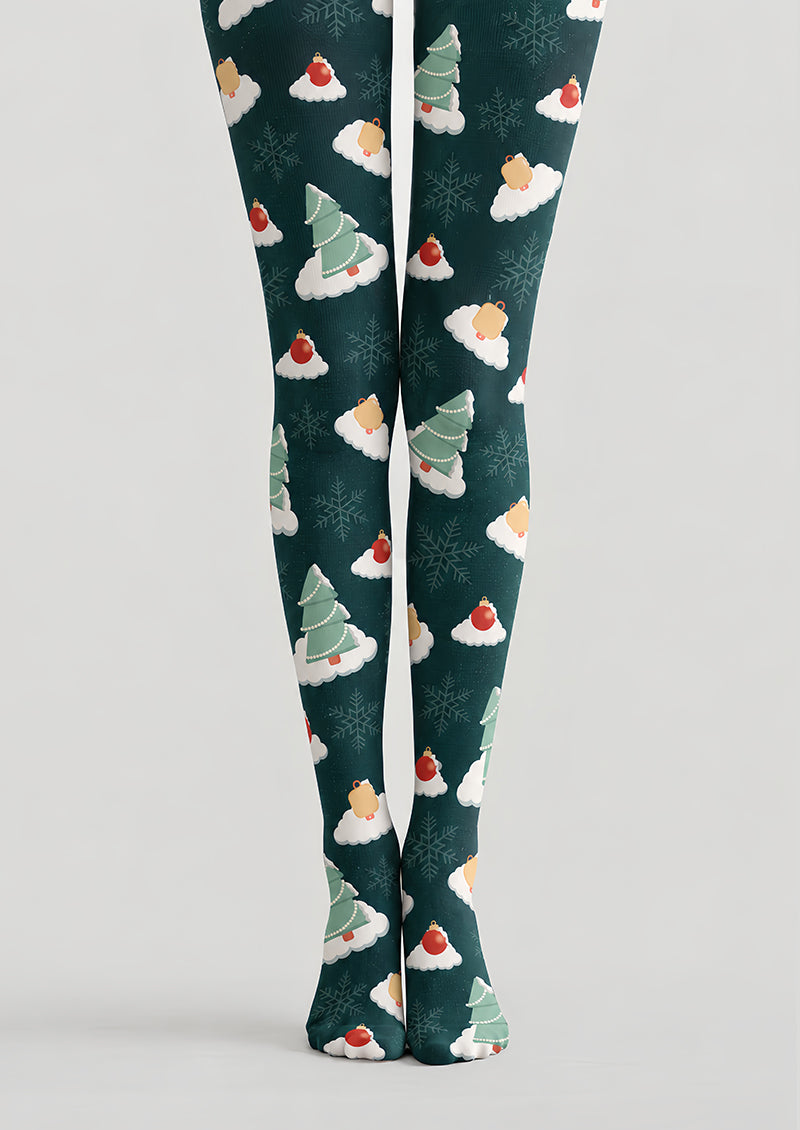 Christmas Tree Cloud Graphic Print Tights Pantyhose H610-12
