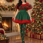 Christmas Pine Branch Hanging Ornament Print Tights H610-13