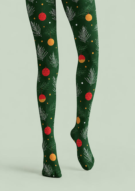Christmas Pine Branch Hanging Ornament Print Tights H610-13