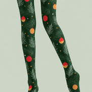 Christmas Pine Branch Hanging Ornament Print Tights H610-13