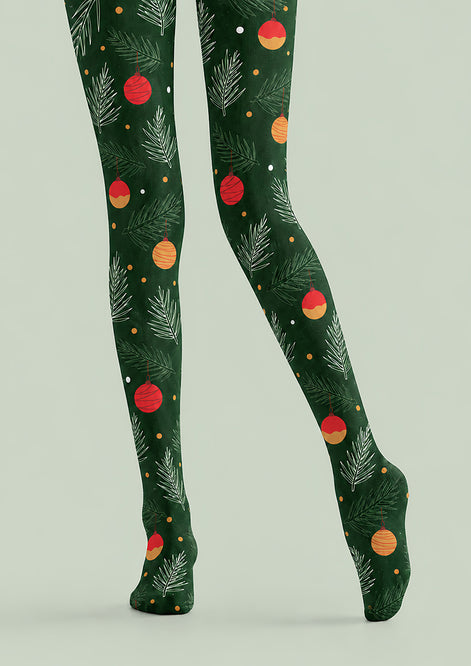 Christmas Pine Branch Hanging Ornament Print Tights H610-13