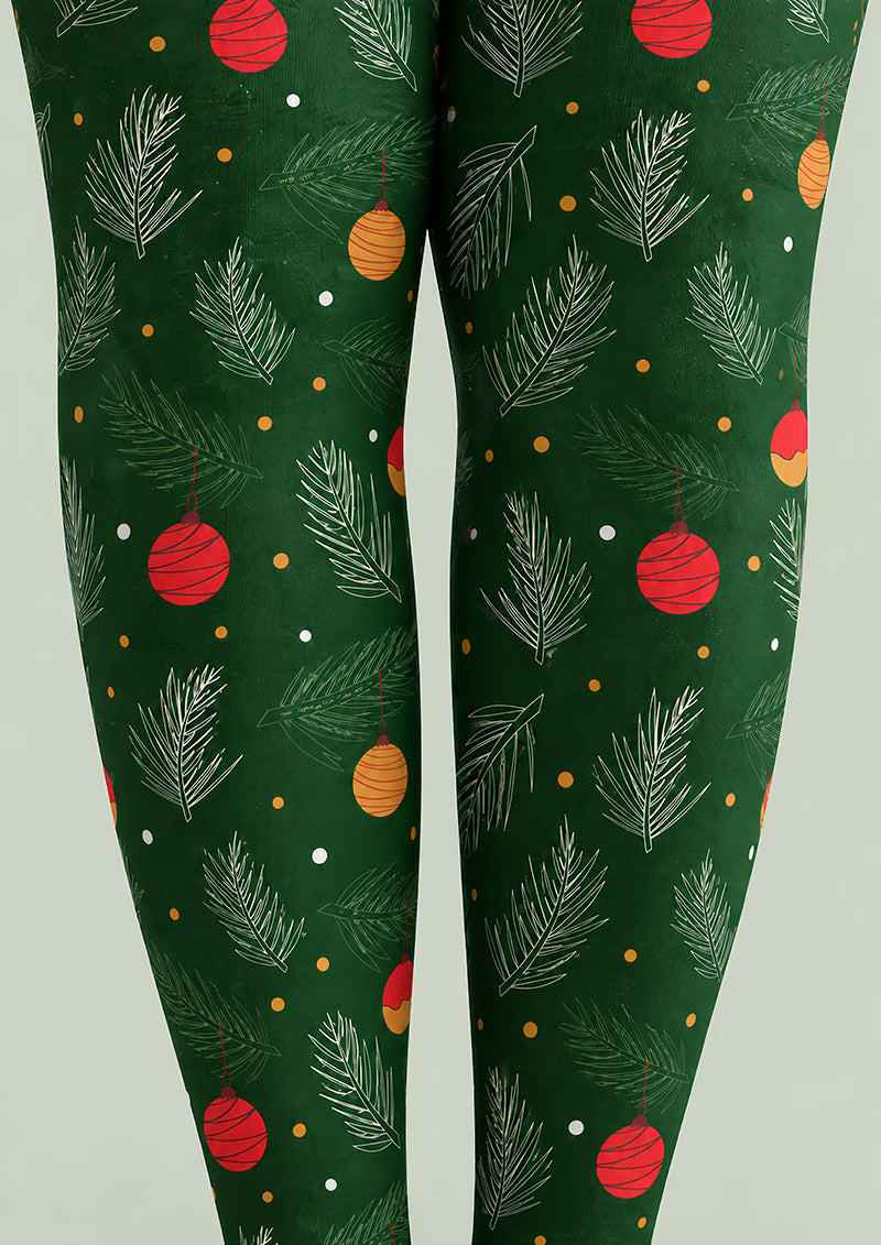 Christmas Pine Branch Hanging Ornament Print Tights H610-13