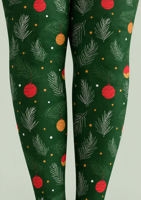 Christmas Pine Branch Hanging Ornament Print Tights H610-13