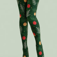 Christmas Pine Branch Hanging Ornament Print Tights H610-13