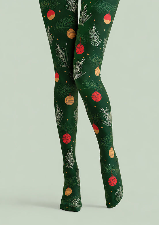 Christmas Pine Branch Hanging Ornament Print Tights H610-13
