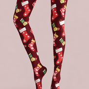 Christmas Red Stocking Pattern Tights Pantyhose H610-16