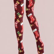 Christmas Red Stocking Pattern Tights Pantyhose H610-16