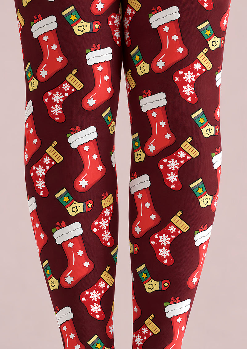 Christmas Red Stocking Pattern Tights Pantyhose H610-16