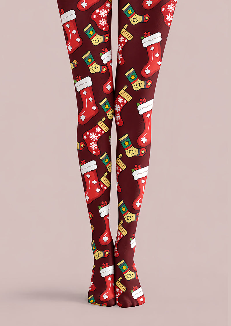 Christmas Red Stocking Pattern Tights Pantyhose H610-16