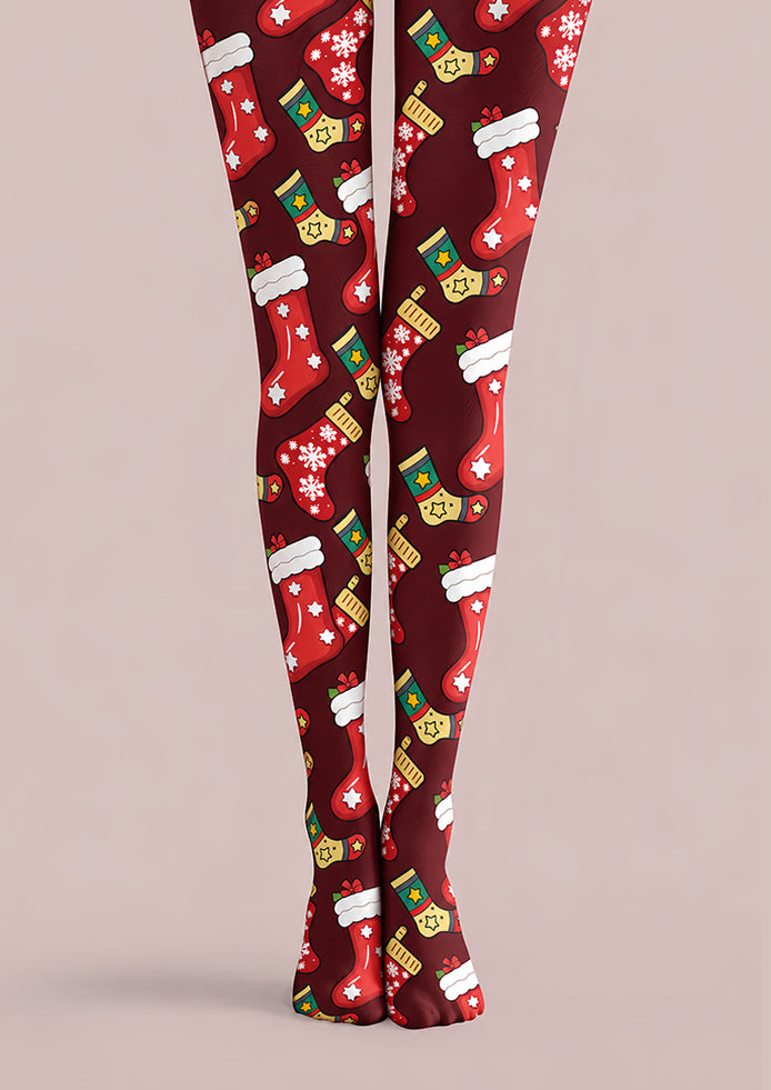 Christmas Red Stocking Pattern Tights Pantyhose H610-16