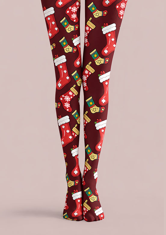 Christmas Red Stocking Pattern Tights Pantyhose H610-16