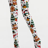 Cute Christmas Graphic Snowman Penguin Print Tights H610-17