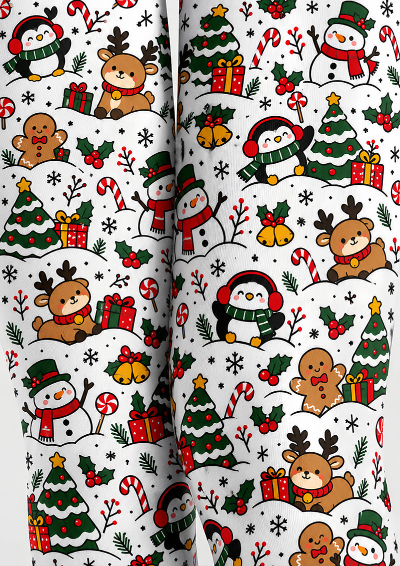 Cute Christmas Graphic Snowman Penguin Print Tights H610-17
