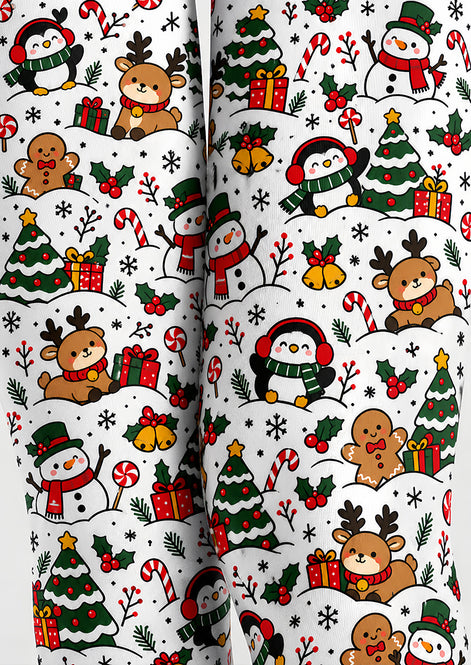 Cute Christmas Graphic Snowman Penguin Print Tights H610-17