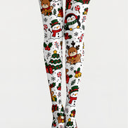 Cute Christmas Graphic Snowman Penguin Print Tights H610-17