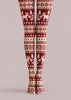 Burgundy Nordic Fair Isle Reindeer Print Tights H610-18
