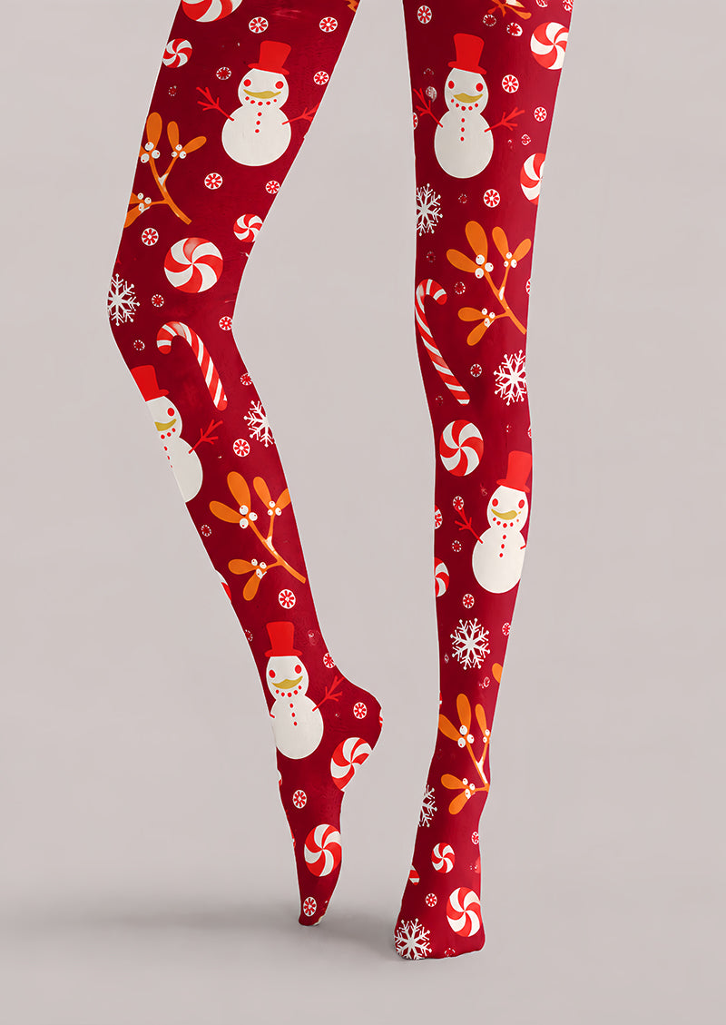Christmas Snowman Candy Cane Pattern Tights Hosiery H610-21