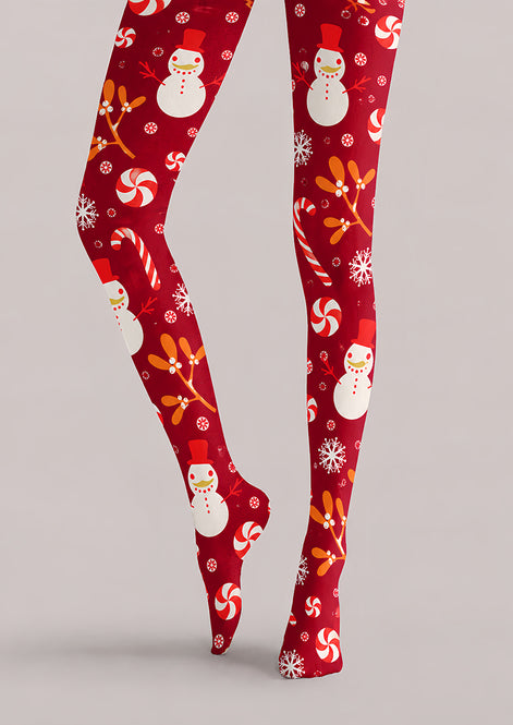 Christmas Snowman Candy Cane Pattern Tights Hosiery H610-21