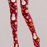 Christmas Snowman Candy Cane Pattern Tights Hosiery H610-21