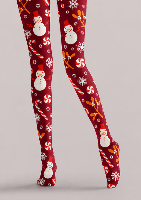 Christmas Snowman Candy Cane Pattern Tights Hosiery H610-21