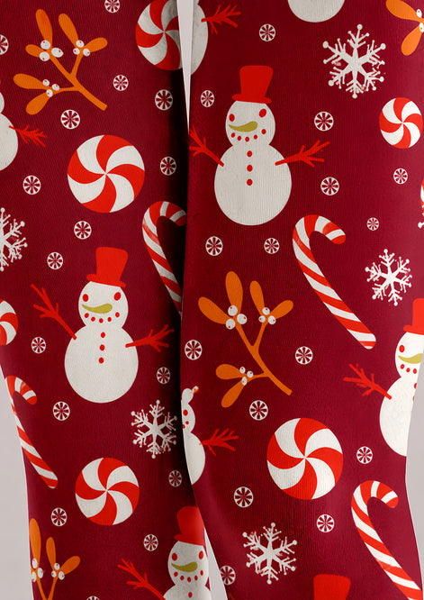 Christmas Snowman Candy Cane Pattern Tights Hosiery H610-21