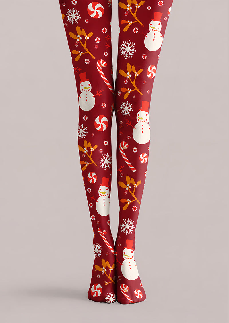 Christmas Snowman Candy Cane Pattern Tights Hosiery H610-21