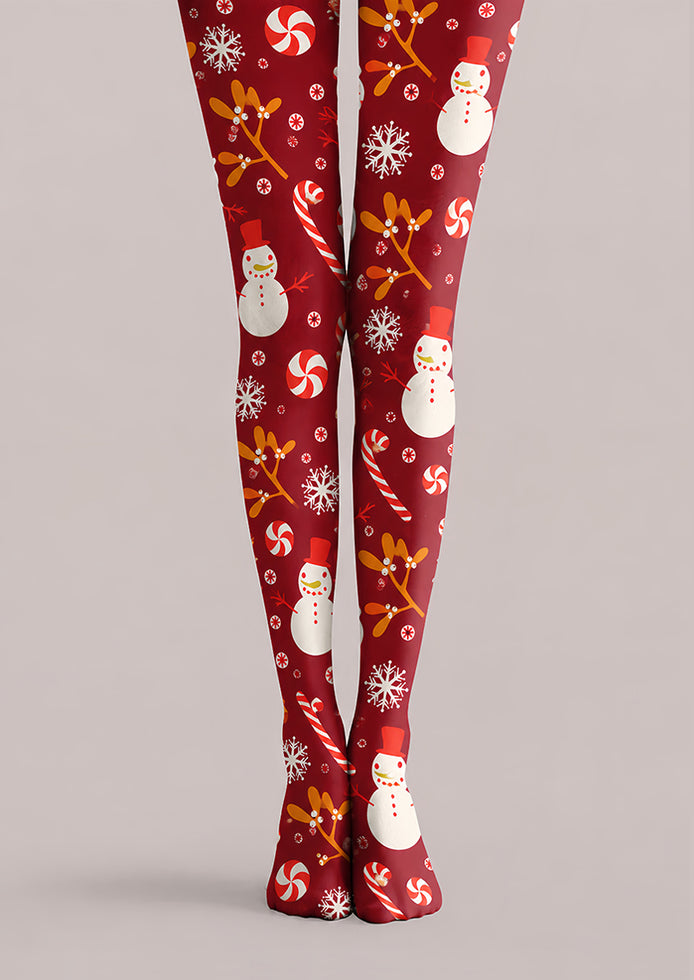 Christmas Snowman Candy Cane Pattern Tights Hosiery H610-21